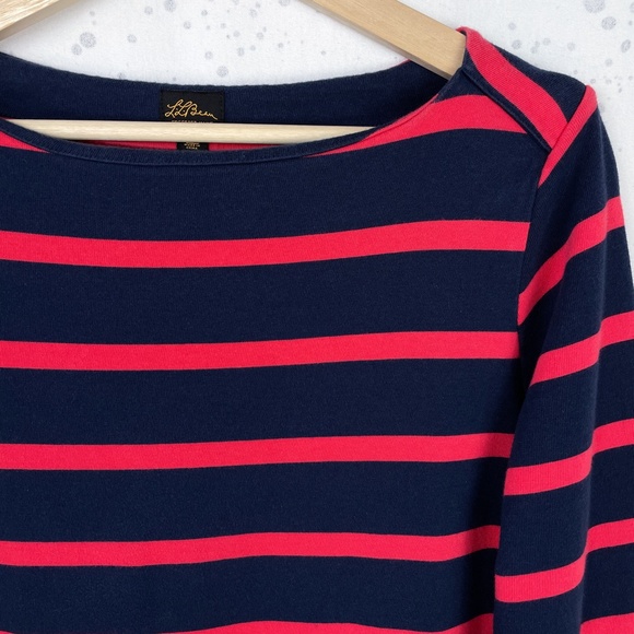 L.L. Bean Striped Mariner Dress 8 Nautical Boatneck - Picture 5 of 12